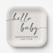 Minimalist Hello Baby Baby Shower Papieren Bordje (Voorkant)