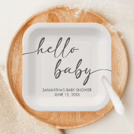 Minimalist Hello Baby Baby Shower Papieren Bordje