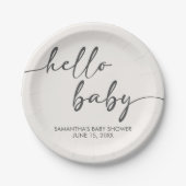 Minimalist Hello Baby Baby Shower Papieren Bordje (Voorkant)