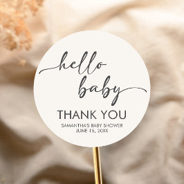 Minimalist Hello Baby Baby Shower Ronde Sticker
