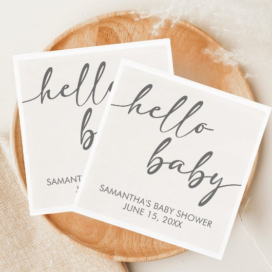 Minimalist Hello Baby Baby Shower Servet