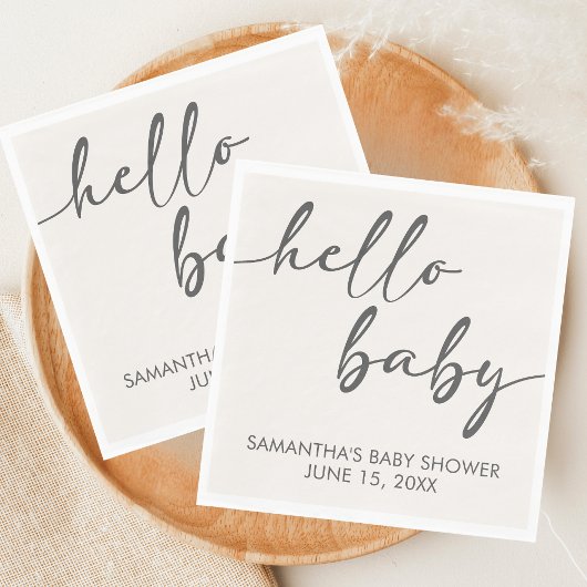 Minimalist Hello Baby Baby Shower Servet