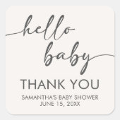 Minimalist Hello Baby Baby Shower Vierkante Sticker (Voorkant)