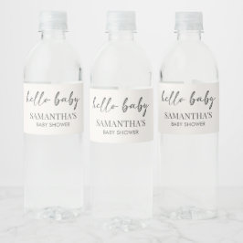Minimalist Hello Baby Baby Shower Waterfles Etiket