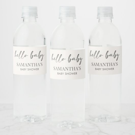 Minimalist Hello Baby Baby Shower Waterfles Etiket (Flessen)