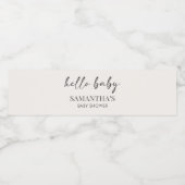 Minimalist Hello Baby Baby Shower Waterfles Etiket (Enkel label)
