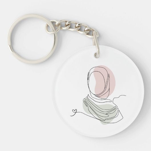 Minimalist Hijab Line Art Circle -Acrylic Keychain (Voorkant)