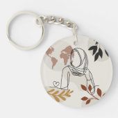 Minimalist Hijab Line Art Circle -Acrylic Keychain (Voorkant)
