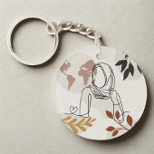 Minimalist Hijab Line Art Circle -Acrylic Keychain