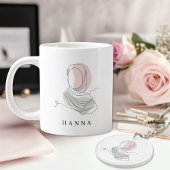 Minimalist Hijab Line Art Circle -Acrylic Keychain