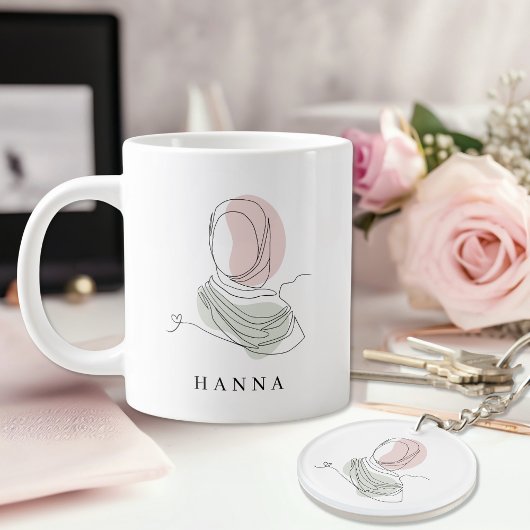 Minimalist Hijab Line Art Circle -Acrylic Keychain