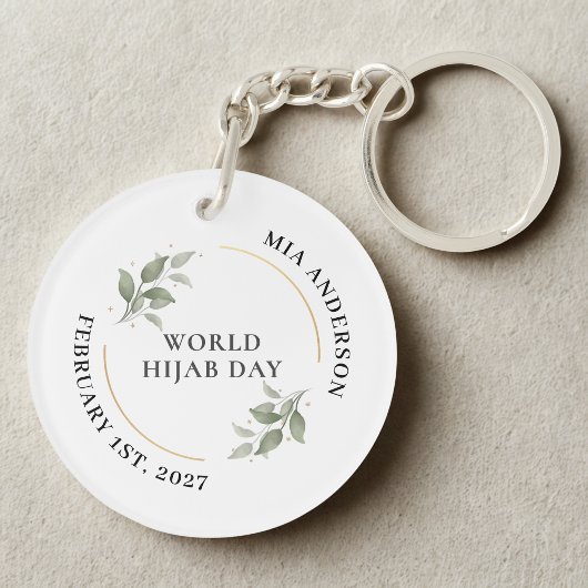 Minimalist Hijab Line Art Circle -Acrylic Keychain
