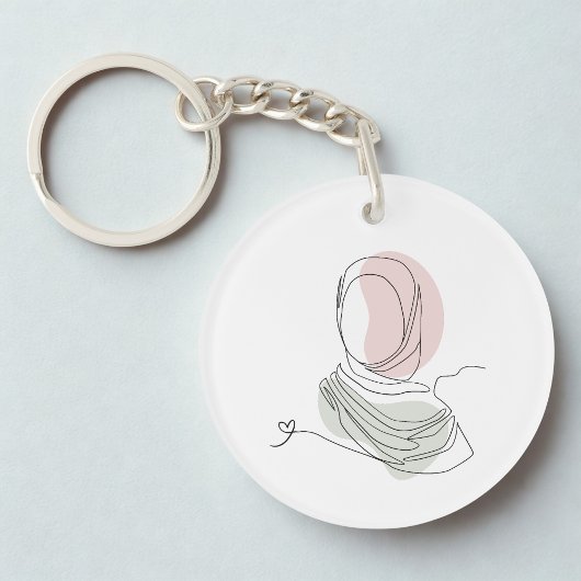 Minimalist Hijab Line Art Circle -Acrylic Keychain