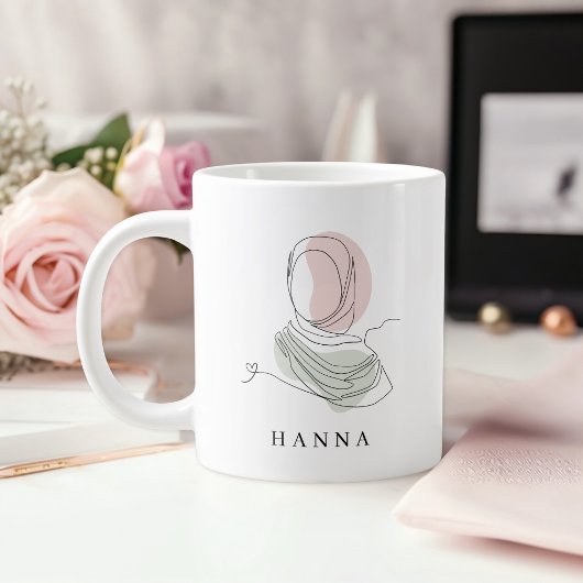 Minimalist Hijab Line Art Jumbo 20oz Mug | Modern Grote Koffiekop