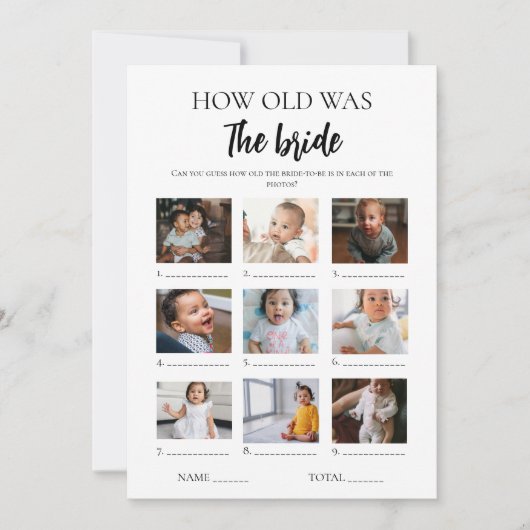 Minimalist Hoe oud was Bride Vrijgezellenfeest Kaa Kaart (Voorkant)