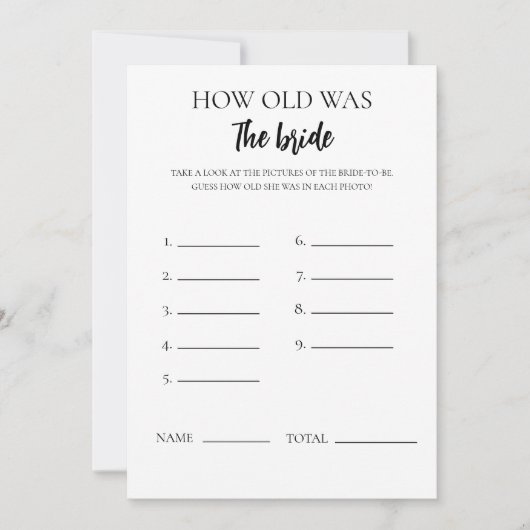 Minimalist Hoe oud was Bride Vrijgezellenfeest Kaa Kaart (Voorkant)