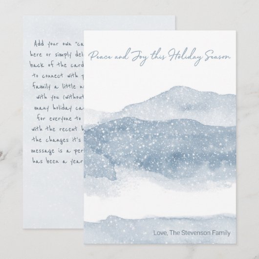 MINIMALIST HOLIDAIRE KAART | Mountain Scene w Mess (Voorkant / Achterkant)