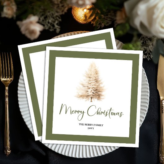 Minimalist Holiday Christmas Tree Custom Napkins Servet