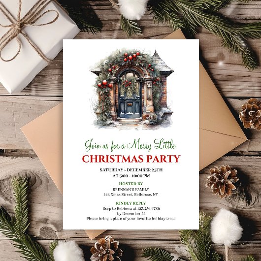 Minimalist Holiday scene Christmas party invite Kaart
