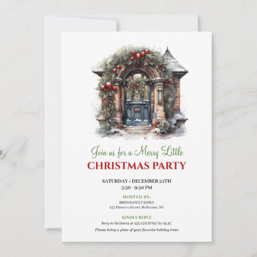 Minimalist Holiday scene Christmas party invite Kaart (Voorkant)