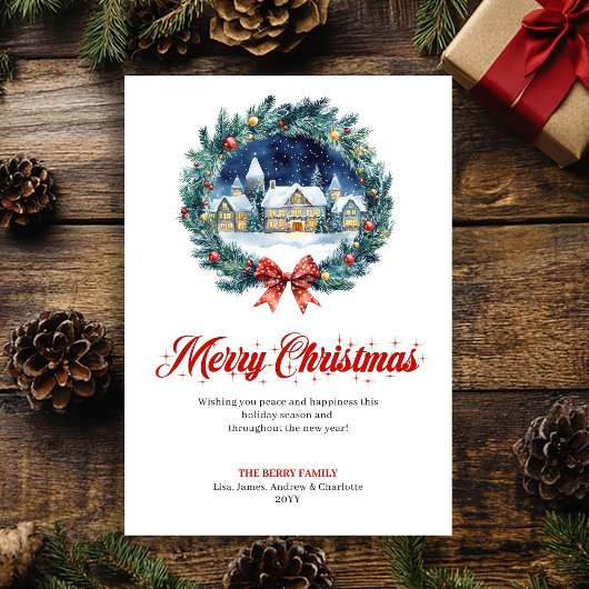 Minimalist Holiday Scene Designer Greeting Card Feestdagenkaart