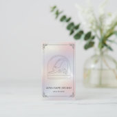 Minimalist Holographic Yoga Studio QR Code Visitekaartje (Staand voorkant)