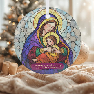Minimalist Holy Mother & Child Vintage Minimalist  Glas Ornament