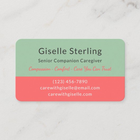 Minimalist Home Care & Senior Support Visitekaartje (Voorkant)