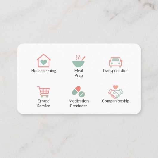 Minimalist Home Care & Senior Support Visitekaartje (Achterkant)