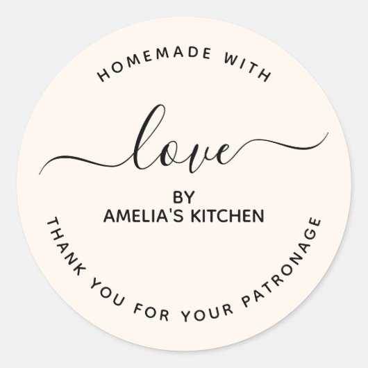Minimalist Homemade with love thank you Sticker (Voorkant)