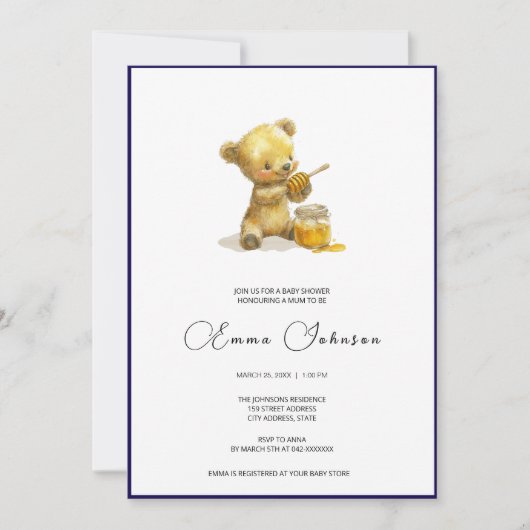 Minimalist Honey Beer Baby shower Uitnodiging (Voorkant)