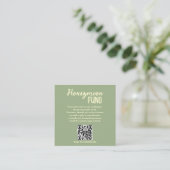 Minimalist Honeymoon Fund QR Code Wedding Informatiekaartje (Staand voorkant)