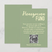 Minimalist Honeymoon Fund QR Code Wedding Informatiekaartje (Voorkant / Achterkant)