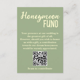 Minimalist Honeymoon Fund QR Code Wedding Informatiekaartje
