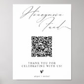Minimalist Honeymoon Fund Sign with QR Code Poster (Voorkant)