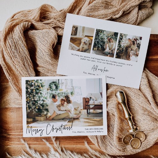 Minimalist Horizontal Photo Holiday Christmas Card Kaart