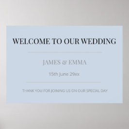 Minimalist Horizontal Wedding Dusky Blue Poster