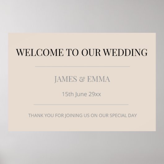 Minimalist Horizontal Wedding Soft Latte Poster (Voorkant)