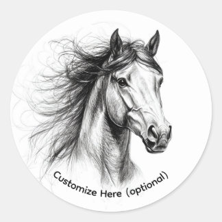 Minimalist Horse Line Art Drawing Sticker