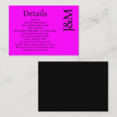 Minimalist Hot Pink Magenta Enclosure Details Card Informatiekaartje (Voorkant / Achterkant)