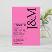Minimalist Hot PInk Magenta Fuschia Wedding Kaart (Staand voorkant)