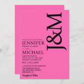 Minimalist Hot PInk Magenta Fuschia Wedding Kaart (Voorkant / Achterkant)