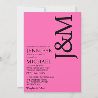 Minimalist Hot PInk Magenta QR Code Wedding Kaart