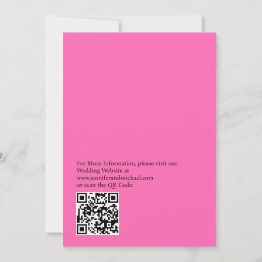 Minimalist Hot PInk Magenta QR Code Wedding Kaart (Achterkant)