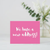 Minimalist Hot Pink We verhuisden New Home Moving Briefkaart (Staand voorkant)