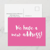 Minimalist Hot Pink We verhuisden New Home Moving Briefkaart (Voorkant / Achterkant)