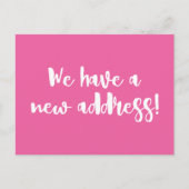 Minimalist Hot Pink We verhuisden New Home Moving Briefkaart (Voorkant)