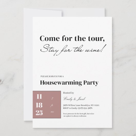 Minimalist Housewarming Invitation • Wine Quote D  Kaart (Voorkant)