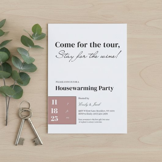 Minimalist Housewarming Invitation • Wine Quote D  Kaart