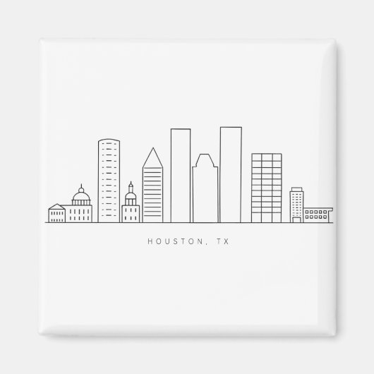 Minimalist Houston City Skyline Illustration Magneet (Voorkant)